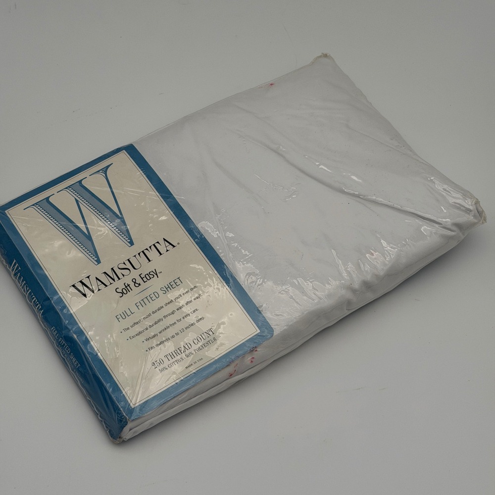 Wamsutta Soft & Easy White Full Fitted Sheet 250 Thread Count Cotton Blend USA